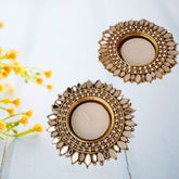 Metal T-light Candle Holder Mirror Design 3 - 2 PCS